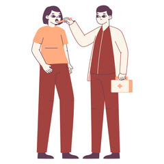 Doctors appointment examination. Patient medical check, therapists medical consultation, patient health check flat vector illustration isolated on white background