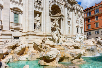 Fototapeta na wymiar Architecture of Trevi fountain in Rome, Italy
