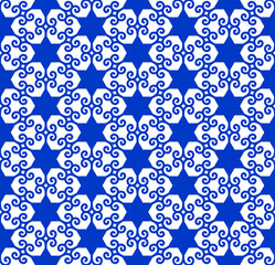 Ornate seamless pattern with Hebrew Magen David stars and curlicues vector illustration