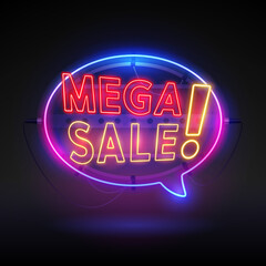 Glowing Neon Mega Sale Banner