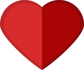 Red color heart, vector. Heart of red color from 2 halves on a white background.