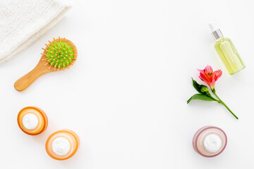 Hair care cosmetic products with flowers