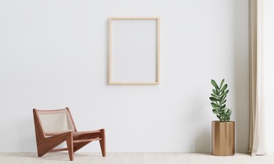 big white living room.interior design,wooden chair,lamp,wooden table,carpet wall for mock up and copy space...