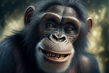 Happy chimpanzee in the jungle, Generative AI