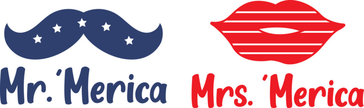 Mr. Merica, Mrs. ‘Merica, 4th of July SVG Design for Couples