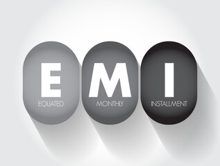 EMI Equated Monthly Installment - fixed payment amount made by a borrower to a lender at a specified date each calendar month, acronym text concept background - obrazy, fototapety, plakaty
