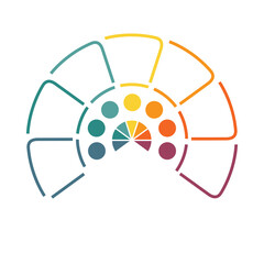 Infographics from color lines for 7 positions. 