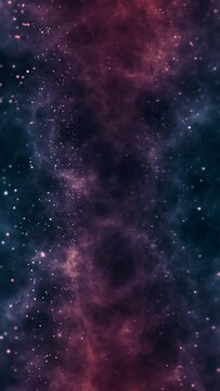 dramatic space scene with flying particles 4k animation Vertical video