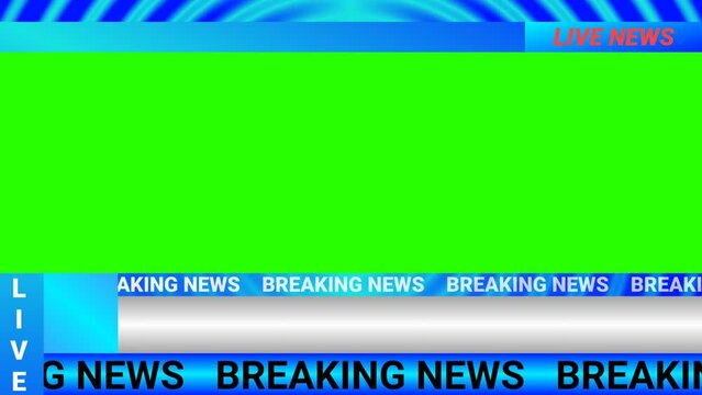 full breaking news background with green screen, live headlines and logo space. seamless live breaking news animation.