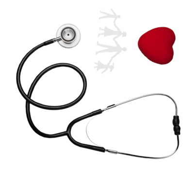 Family paper silhouette with heart and stethoscope - Powered by Adobe