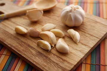 close up pf garlic on white background,