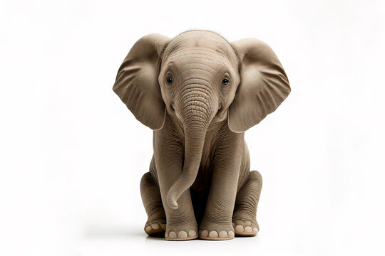 S&uuml;sser kleiner Baby Elefant sitzend, 3d Rendering