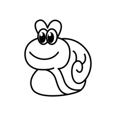 Cute snail cartoon characters vector illustration. For kids coloring book.