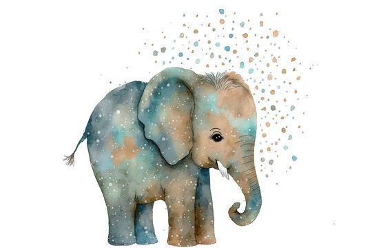 Aquarellzeichnung eines süßen Baby Elefanten, Illustration