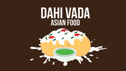 Dahi Vada Asian food Vector