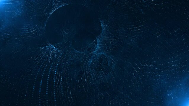 Abstract Trapcode Form digital particle wave and lights background animation cyber or technology background.