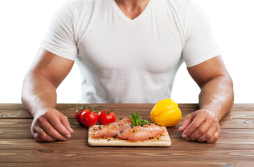Young man eating a healthy food after workout. Fitness and healthy lifestyle concept.