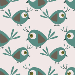 Bird vector ilustration seamless patern.Great for textile,fabric,wrapping paper,and any print.Vintages style.