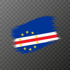 Cape Verde national flag. Grunge brush stroke. Vector illustration on transparent background.
