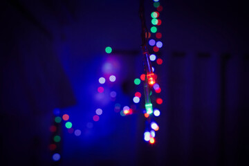 Abstract Christmas lights in children room