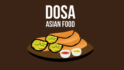 Dosa Asian food vector
