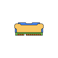 Gaming RAM icon in color, isolated on white background 