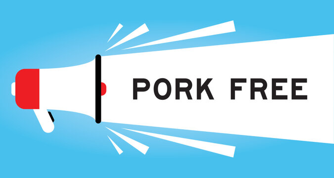 Color Megaphone Icon With Word Pork Free In White Banner On Blue Background