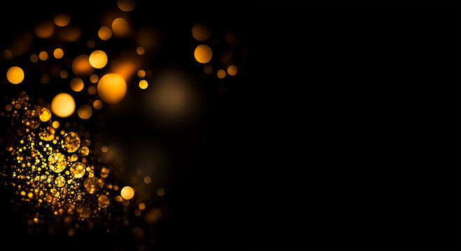 Abstract Christmas background. Red and gold boken glittering background. Red glitter vintage lights background. Generative AI Christmas glitter background. Christmas greeting card or banner template.