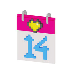 14 February Calendar 3D Design Voxel Valentine