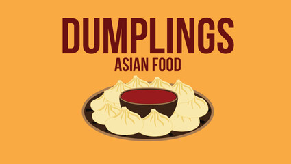 Dumplings Asian food vector