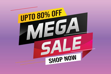 Fototapeta premium mega sale word concept vector illustration with lines and 3d style, landing page, template, ui, web, mobile app, poster, banner, flyer, background, gift card, coupon, label, wallpaper 