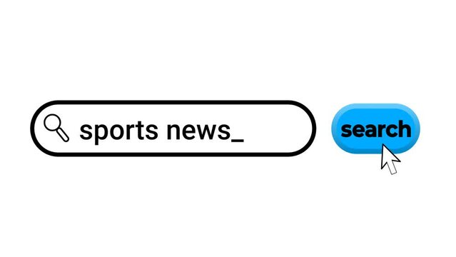 sports news online search in search bar animation. live events, News and online information concept.