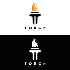 Obraz premium Torch Logo, Fire Design, Letter Logo, Product Brand Icon
