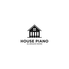piano house logo by combining the piano with the house