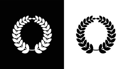 Obraz premium Laurel wreaths vector set black and white 