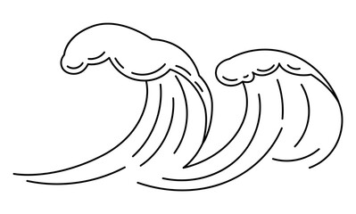 Illustration of wave with sea foam. Ocean or water splash.