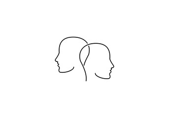 logo silhouette two people heads initial company icon business logo background illustration