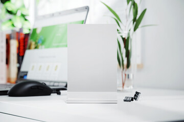 Scan to pay plastic sign mockup. 3D rendering