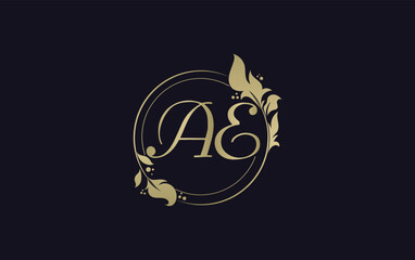 Golden circle leaf and beauty logo circle design vector. Beauty fashion with leaf. Signature font gold Circle Logo vector