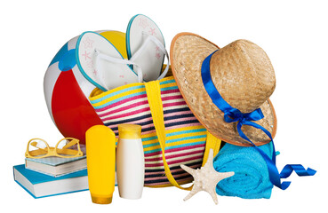 Conceptual a summer fun border, beach items
