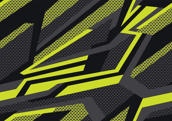Abstract geometric seamless pattern with striped polygonal shapes. Modern digital camo texture ornament for racing vinyl print. Vector background.