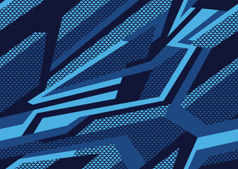 Abstract geometric seamless pattern with striped polygonal shapes. Modern digital camo texture ornament for racing vinyl print. Vector background.