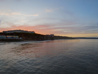 Whitby sunset over the sea