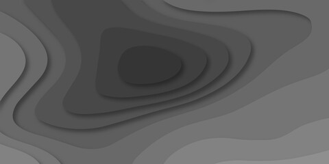 Geometric papercut black luxury background and elements, topography map concept. Abstract paper cut layered black posters. Fluid shapes brochure template. For banner, identity card, cover.