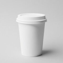 Image of white takeaway coffee disposable paper cup on white background