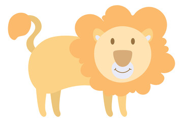 Vector cartoon Lion. African animal. funny kind lion. Funny cute charater. Adorable little african animal for fashion print, kids wear, nursery, poster, invitation, greeting card design