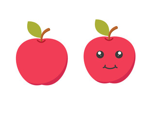 Red apple kawaii character.