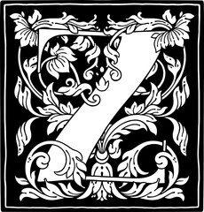 letter Z flower ornament Monogram