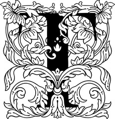 letter T flower ornament Monogram