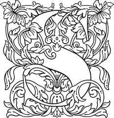letter S flower ornament Monogram